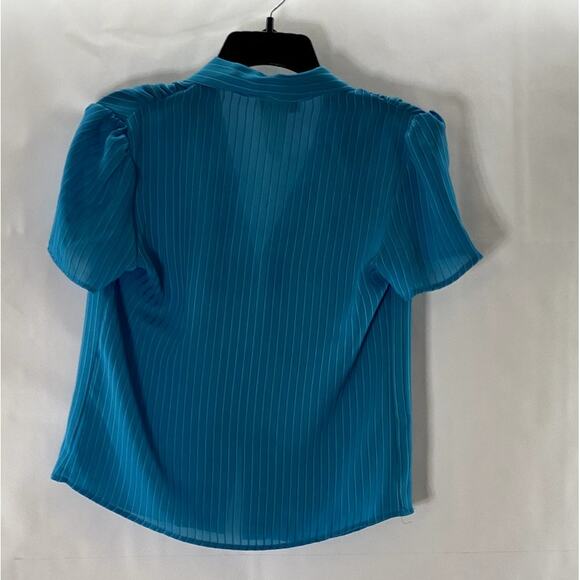 SO WHAT! Of California Women's Blue Striped V-Neck Button-Up Blouse SZ M - Picture 3 of 7